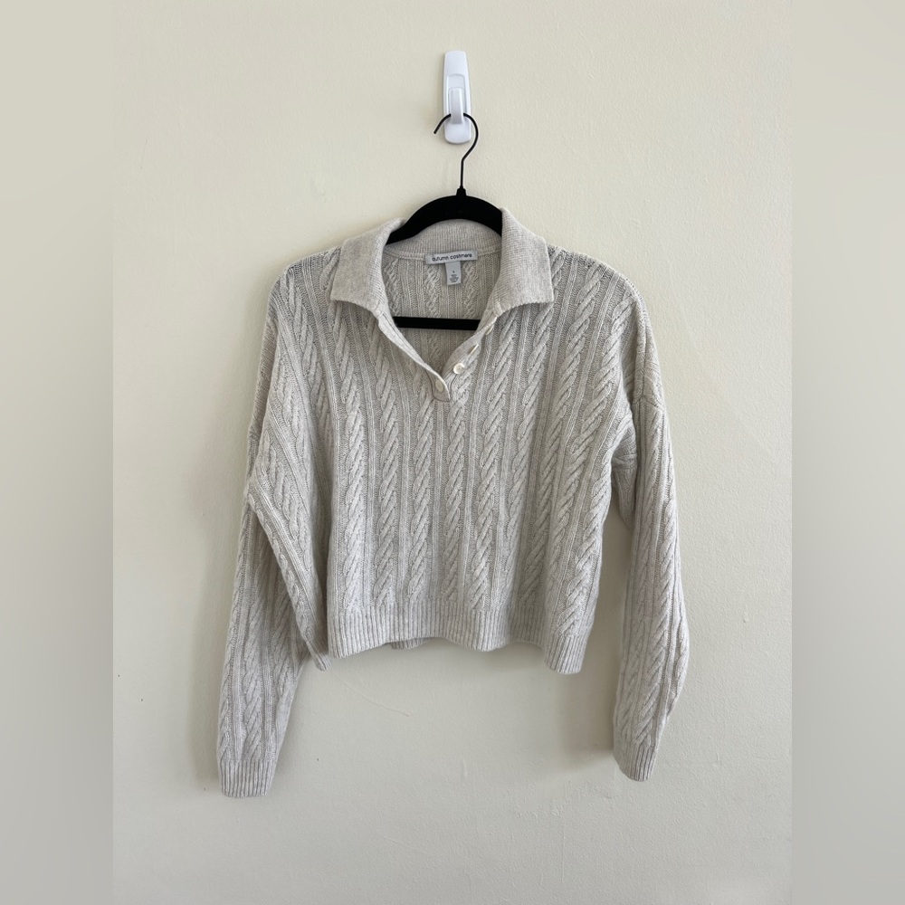 Autumn Cashmere Collared Cropped Sweater 100% Cashmere